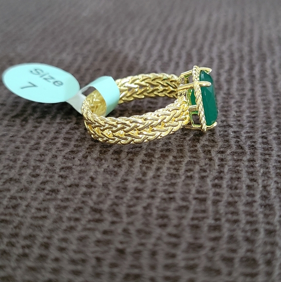 ✨️HP✨️ Gemolio Faceted Deep Green💚 Chalcedony Ring💍 - NWT - Picture 9 of 16